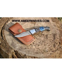 Handmade Damascus Blade, Back-Lock Folding Knife| AMEERKNIVES | RAZ-54
