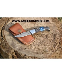 Handmade Damascus Blade, Back-Lock Folding Knife| AMEERKNIVES | RAZ-54