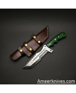 CUSTOM HANDMADE DAMASCUS STEEL | TRACKER KNIFE | OUTDOOR KNIFE| AMEERKNIVES |AK-918