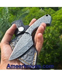 6.5”  HAND FORGED DAMASCUS Hunting SKINNING Knife + EDC KNIFE| AMEERKNIVES| DS-22