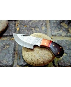 Handmade DAMASCUS | MINI GUT HOOK | EASY TO USE | COMES With Quality Leather Sheath | AK-13