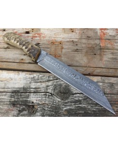 15 inches hand forged natural | SEAX KNIFE | blade with beautiful leather sheath/ best gift for camping/ gift for him/ birthday gift - AK-901
