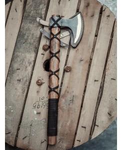 Custom made carbon steel |VIKING AXE | Hunting AXE | with Wood and leather wrap Handle|  AXE-304