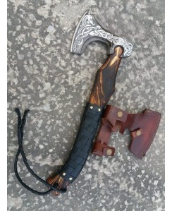 Custom made carbon steel |VIKING AXE | Hunting AXE | with Wood and leather wrap Handle|  AXE-305